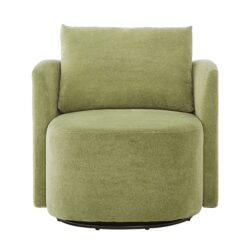 360° Swivel Chair, Accent Barrel Armchair, Upholstered With Curved Design - Green