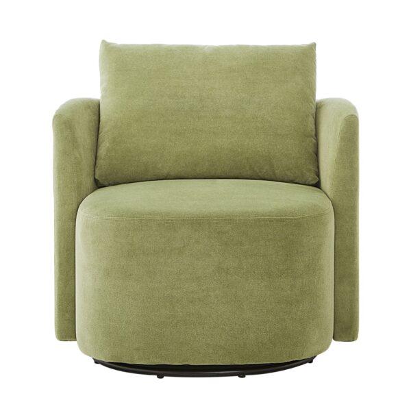 360° Swivel Chair, Accent Barrel Armchair, Upholstered With Curved Design - Green