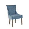 Dining Side Chair, High Back Upholstered Multi-Hued Fabric (Set of 2) - Blue - Image 4