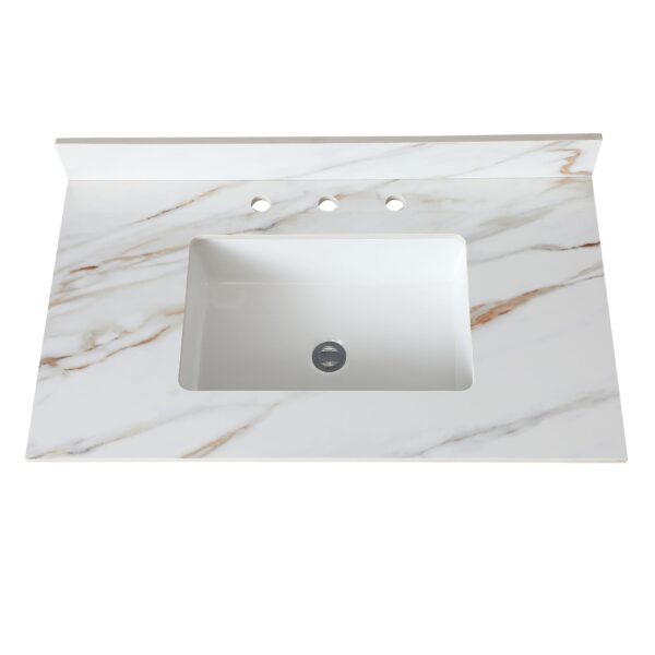 Vanity Top, Sintered Stone - Carrara White With Veins