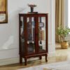 Curio Cabinet Lighted Curio Diapaly Cabinet With Adjustable Shelves And Mirrored Back Panel, Tempered Glass Doors 3 Tier, (E26 Light Bulb Not Included) - Cherry - Image 6