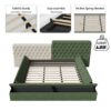King Modern Upholstered Platform Bed With Storage Space, Sturdy And Stable Solid Wood Frame, Polyester Fabric, Easy To Assemble - Green - Image 13