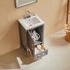 Fully Assembled 18'' Freestanding Single Bathroom Vanity With Ceramic Top - Gray - Image 6