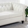 84.65" Rolled Arm Chesterfield 3 Seater Sofa - White - Image 14
