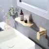 Modern Wall Mount Bathtub Faucet Single Handle With Waterfall Tub Spout And Rough - Brushed Gold - Image 2