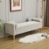 Storage Soft Bench With Armrests, Backrest And 2 Bolster Pillows For Living Room, Entryway And Bedroom - Light Gray - Image 4