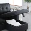 Lexi - Vegan Leather Modern Reversible Sleeper Sectional Sofa With Storage Chaise - Black - Image 3