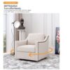 360 Degree Swivel Armchair Cotton Linen Skin - Friendly Fabric Ergonomic Design Brass Nail Decorative Armchair Living Room Chairs Bedroom Chairs Living Room Chairs Black Legs Suitable For Indoor Homes - White - Image 7