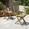 Outdoor Foldable Wood 2 Dining Chair With Slat Design - Gray - Image 9