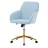 Adjustable Office Chair, Ergonomic Swivel Chair With Golden Base, Comfortable For Long Sitting - Baby Blue - Image 6