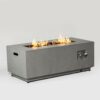 42" Propane Gas Fire Pit Table, 50000 Btu Rectangular Steel Fire Pit With Glass Wind Guard For Outside Patio Deck Garden Courtyard - Gray - Image 9