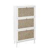 Modern Rattan 3 Door Shoe Rack Cabinet For Entryway Freestanding White Storage Unit In Particle Board - White - Image 9