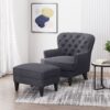 Enchante, Living Room Set With Tufted Back Club Chair And Ottoman - Gray - Image 4