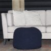 Handmade Semi Rounded Cable Knitted Pouf 100% Cotton Seating And Footrest For Living Room Or Bedroom - Dark Blue - Image 4