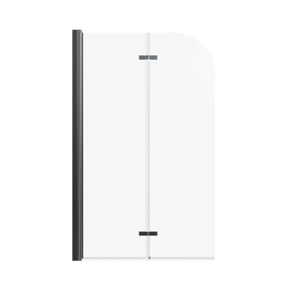 Frameless Folding Pivot Bathtub Door With Clear Tempered Glass - Black