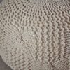 Bordeaux - Knitted Cotton Round Pouf Ottoman Floor Cushion - Beige - Image 6