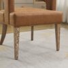 Wide Modern Barrel Open Back Upholstered Accent Chair With Weathered Solid Wood Legs Dining Chairs For Dining Room, Club, Kitchen And Living Room - Brown - Image 7