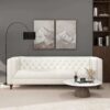 Evelyn - Mid-Century Modern Boucle Luxury Chesterfield Sofa - Ivory White / White - Image 6