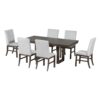 Topmax - 7 Piece Traditional Extendable Dining Table Set With Butterfly Leaf And 6 Upholstered Dining Table Set - Brown - Image 9