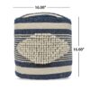 Diamond - Handcrafted Fabric Cylindrical Pouf - White / Dark Blue - Image 4