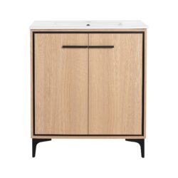 30" Bathroom Vanity Base With Basin And Storage Cabinet - Oak