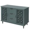 2 Door 3 Drawer Cabinet, American Furniture, Suitable For Bedroom, Living Room, Study - Dark Green - Image 12