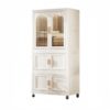 Side Wide Folding Wardrobe, With Magnetic Door, Plastic Storage Cabinet With Wheels (1 Layer Of Wardrobe + 2 Layers Of Folding Boxes + 10 Hangers) - Cream White - Image 6