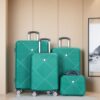 4 Piece Lightweight Suitcase, Makeup Box, Aircraft Wheels (14/20/24/28) - Dark Green - Image 2