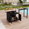 Versatile Outdoor Cabinet With Folding & Expandable Work Surfaces, Ample Storage Space, And Lockable Wheels - Matte Black - Image 2