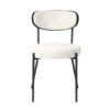 Boucle Modern Kitchen Dining Chair With Bentwood Ash Veneer Back And Black Metal Legs, (Set of 2) - Cream - Image 8