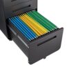 3 Drawer Mobile File Cabinet Under Desk Office, Simple Style Versatile Storage Cabinet For Legal / Letter / A4 Files, 5 Wheel Design Anti-Tilting Cold Rolled Steel Waterproof Moisture-Proof - Black - Image 9