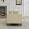 Chenille Upholstered Chaise Lounge With Nailheads, Sleeper Sofa Couch With 4 Throw Pillows & 2 Bolsters, Daybed With Rubberwood Legs - Beige - Image 14