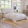 Queen Upholstered Platform Bed With Saddle Curved Headboard And Diamond Tufted Details - Beige - Image 2