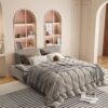 Queen Pull Out Sofa Bed, 3 In 1 Convertible Sleeper Sofa Multifunctional Velvet Loveseat Bed - Gray - Image 5