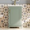 Modern Small Bathroom Vanity Cabinet With Ceramic Basin, Ample Storage, 1 Soft Close Door - Green - Image 19
