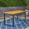 Outdoor Dining Table With U Shape Legs And Slat Top Table - Teak - Image 2