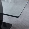 Contemporary Double Pedestal Dining Table, Tempered Glass Top With Base - Black - Image 5