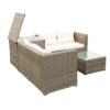 4 Piece Patio Sectional Wicker Rattan Outdoor Furniture Sof Set With Storage Box - Gray / Creme - Image 8