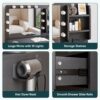 Vanity Desk With Lights, Makeup Vanity Set With Charging Station, Dressing Table With 5 Drawers And Cabinet, Vanity Mirror 3 Lighting Color Adjustable - Black - Image 7