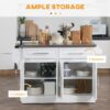 Homcom - Rolling Kitchen Island With Storage, Portable Kitchen Cart With Stainless Steel Top, 2 Drawers, Spice, Knife And Towel Rack And Cabinets - White - Image 4