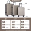 3 Piece Luggage Sets Lightweight Suitcase With Two Hooks, Spinner Wheels, Tsa Lock, (20/24/28) - Gold - Image 3