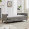 Chenille Upholstered Chaise Lounge With Nailheads And Rubberwood Legs, Wide Sleeper Sofa With 4 Throw Pillows & 2 Bolsters - Gray - Image 13