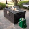 Outdoor Fire Table Propane Fire Pit Rattan Gas Fire Table, Gas Fire Table With Tile Tabletop - Brown - Image 9