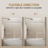 Aluminum Frame Double Sliding Soft Close Bathtub Shower Door, 1 / 4" Tempered Glass And Dual 304 Stainless Steel Handles - Chrome - Image 5