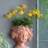 8X4X9" Visage Head Bust Planter, Home Wall Planter - Brown - Image 11