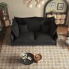 Modern Comfy Upholstered Sofa Cloud Couch, Deep Seat Couches With Multiple Large Soft Pillows, Convertible Deep Seat Chaise Longue For Living Room - Black - Image 6