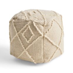Merloh - Square Pouf Ottoman Floor Cushion - Ivory