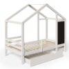 Twin House Bed With Blackboard And Drawers, 2 Assembly Options - White - Image 7