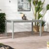 Contemporary Slat Top Acacia Wood Outdoor Dining Table - Gray Wash - Image 5