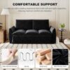 Pull Out Sofa Bed, 3 Seat Convertible Sleeper Sofa With 2 In 1 Pillow And Blanket Set Multifunctional Velvet Loveseat Bed - Black - Image 11